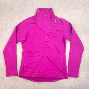 Puma Sweatshirt Women's Medium Purple Full Zip Mock Neck Long Sleeve Sweater